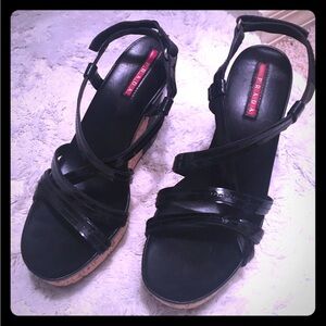PRADA wedges Size 36.5/ 6.5 black patent leather